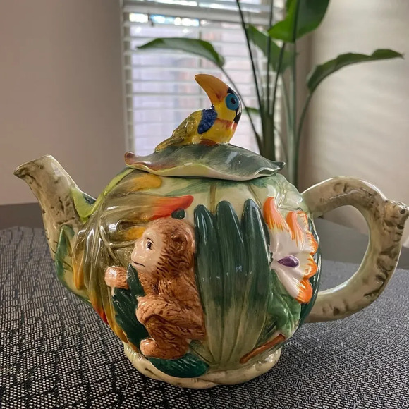 Junglewear by Genmert Teapot Bowl Monkey Toucan Jungle Safari Party Baby Shower - Picture 3 of 11
